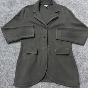 Lauren Ralph Lauren Blazer Jacket Womens XL Black Cotton Knit 3/4 Sleeve Pockets
